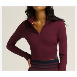 Wilson Riverside Cropped Half-Zip Pullover Burgundy Womens Large Tennis Prep NWT